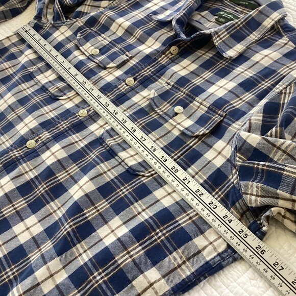 Eddie Bauer Mens Classic Fit Plaid Button-Down Shirt Size XXL 2XL Blue & Beige C - Picture 7 of 10